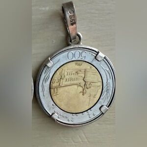 Vintage Italian 500 Lira Coin Charm Pendant is a 925 Sterling Silver pendant